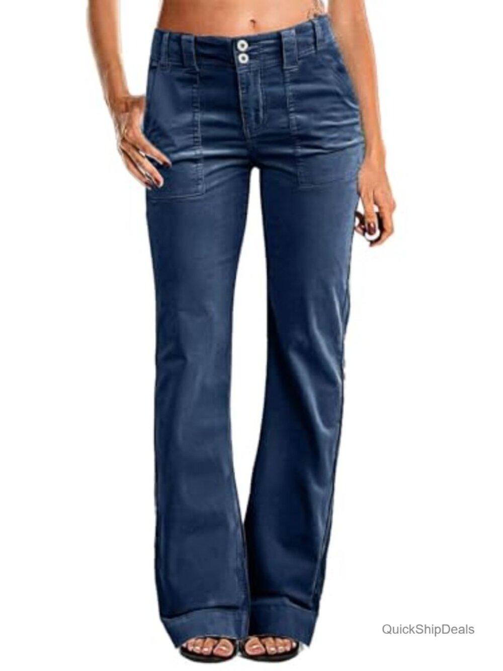 Flare Low Rise Corduroy Pants Stretch Straight Leg Casual